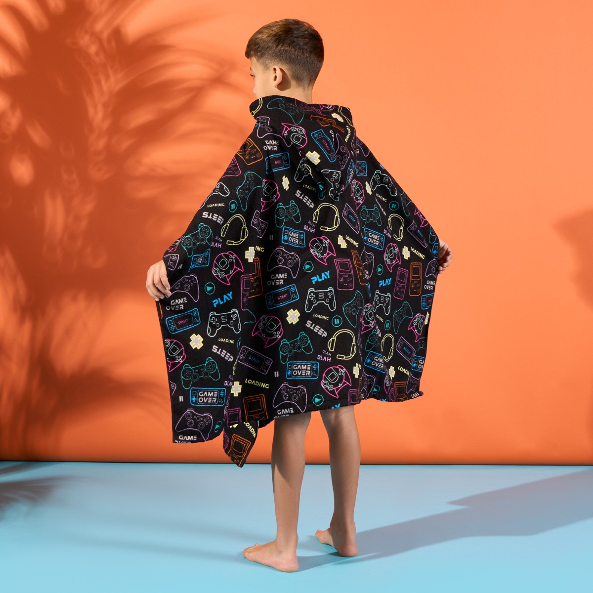 Dreamscene Gaming Print Beach Poncho Towel - Black>