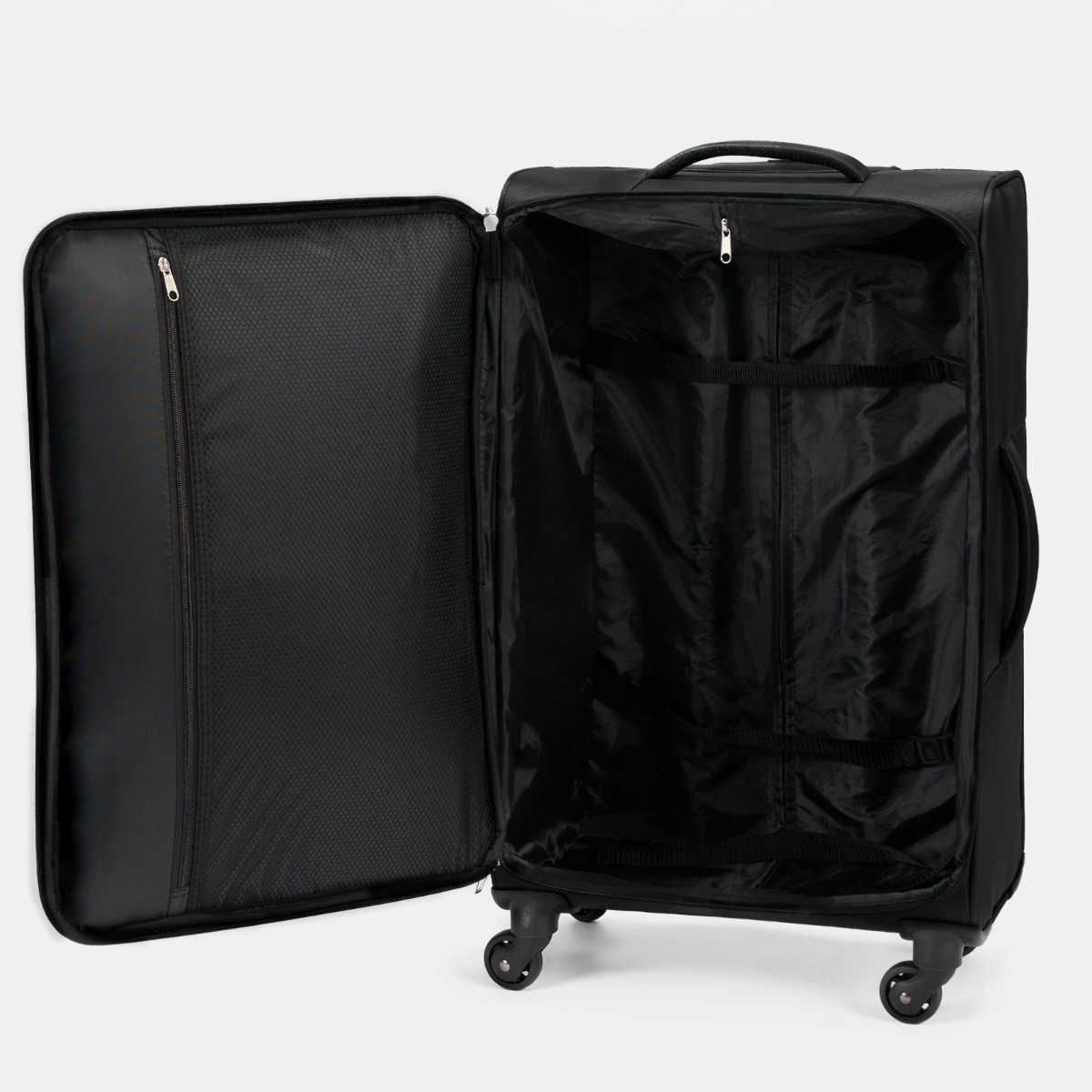 OHS 4 Wheel Soft Shell Lightweight Suitcase, Black - 3 Pack>