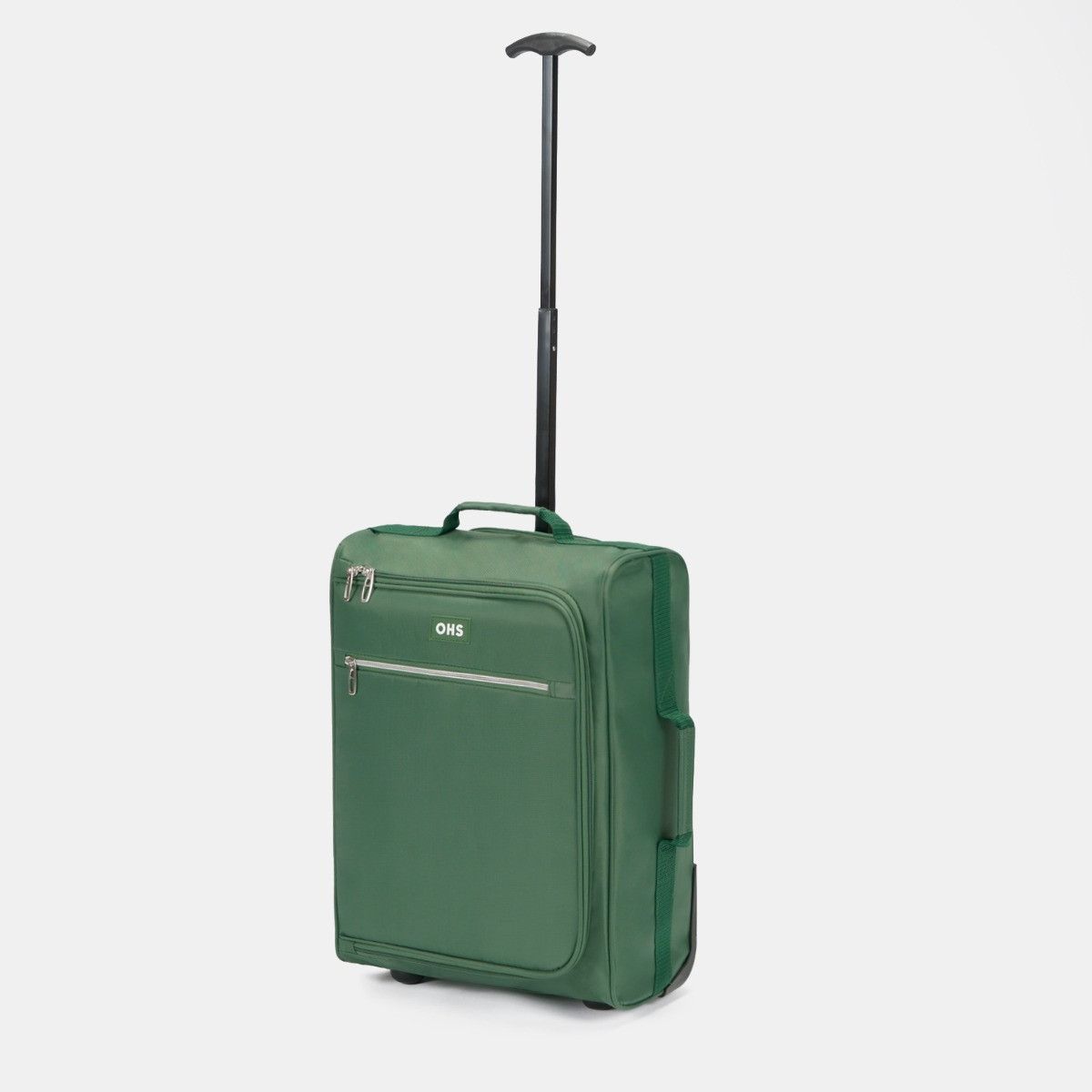 OHS 2 Wheel Soft Shell Lightweight Suitcase Green Cabin