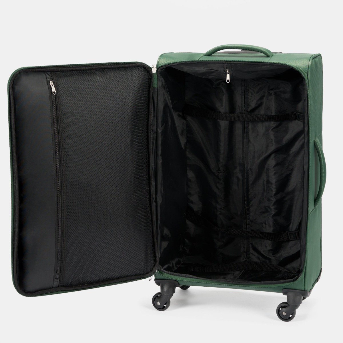 OHS 4 Wheel Soft Shell Lightweight Suitcase, Green - Large>