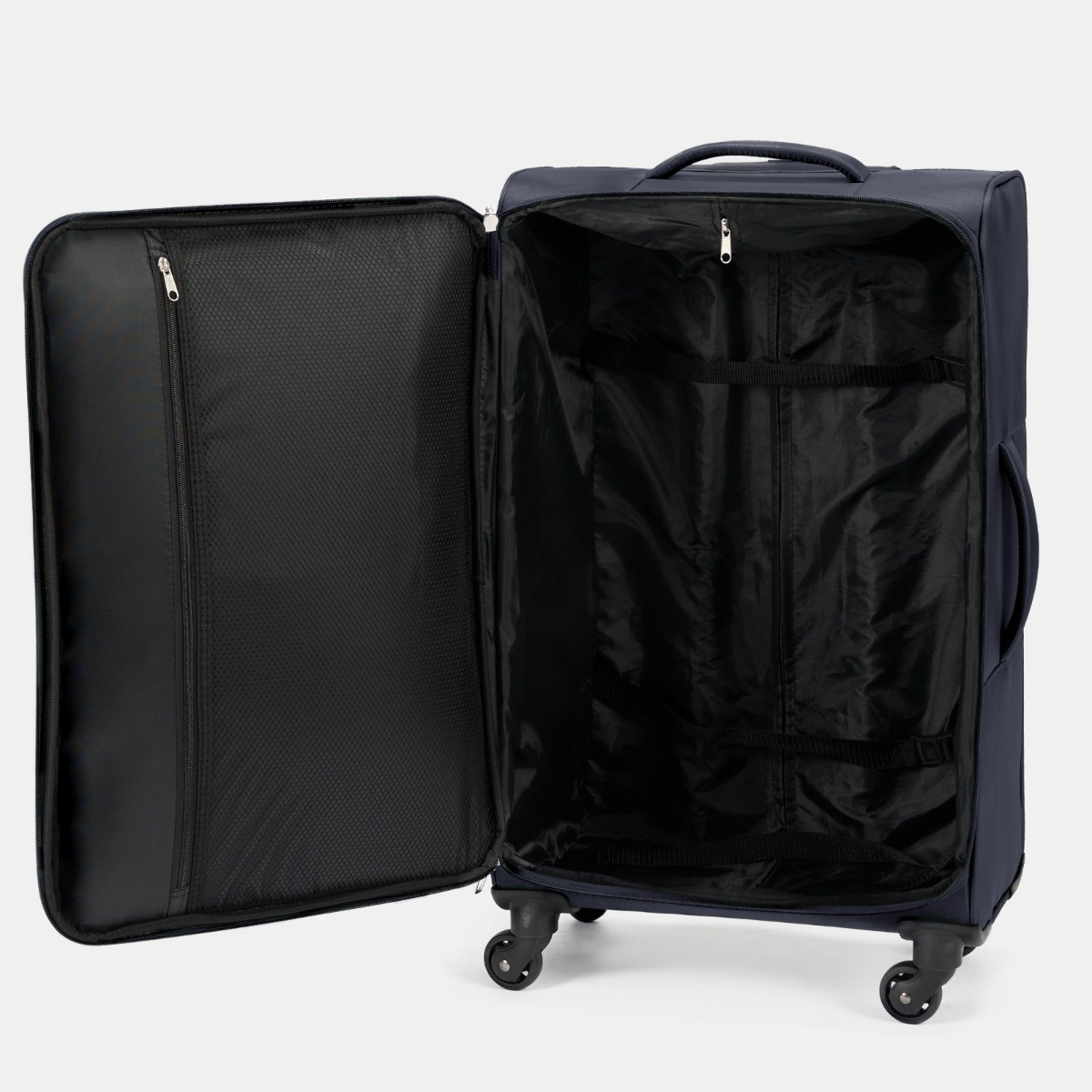 OHS 4 Wheel Soft Shell Lightweight Suitcase, Navy - 3 Pack>