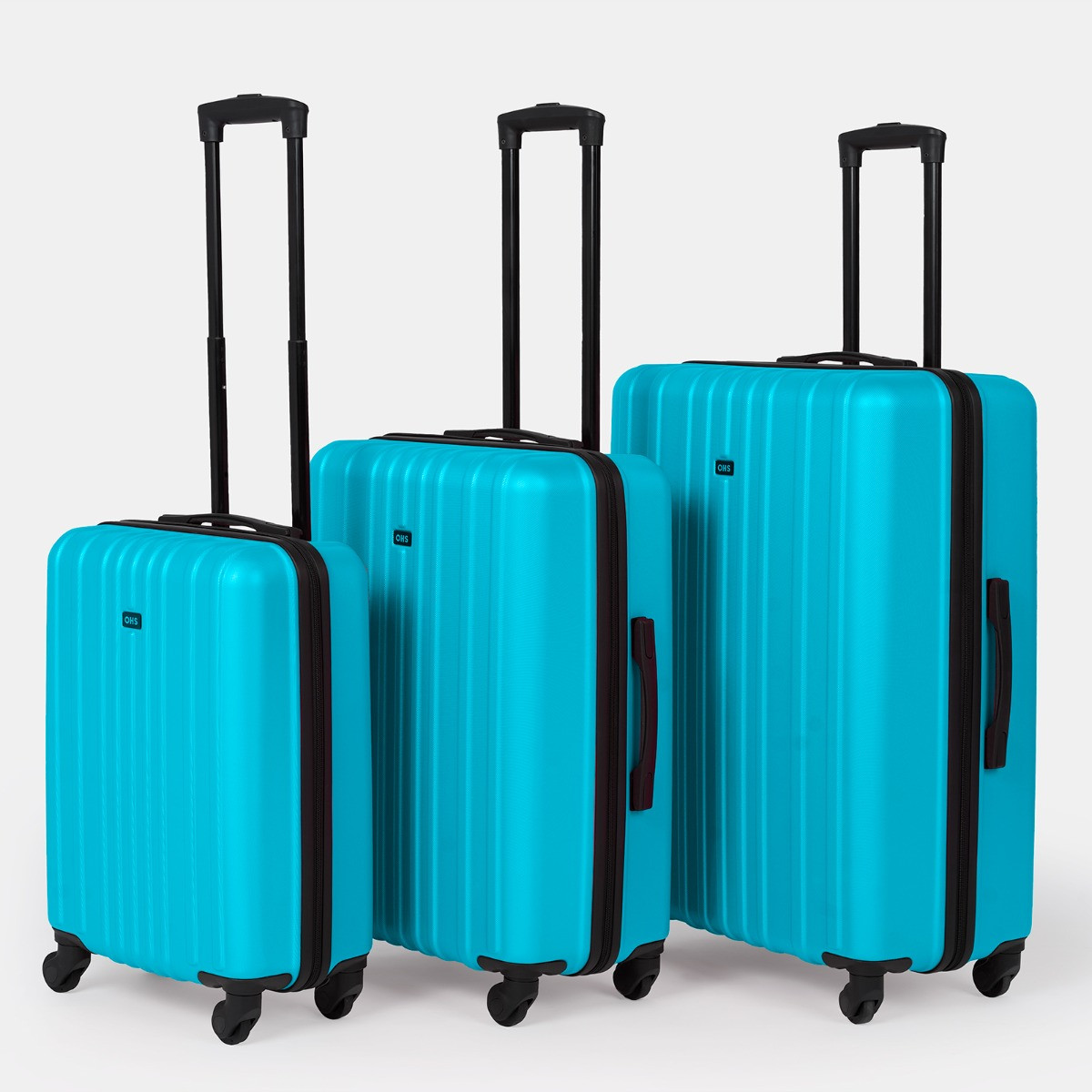 OHS 4 Wheel Hard Shell Suitcase Sea Blue 3 Pack