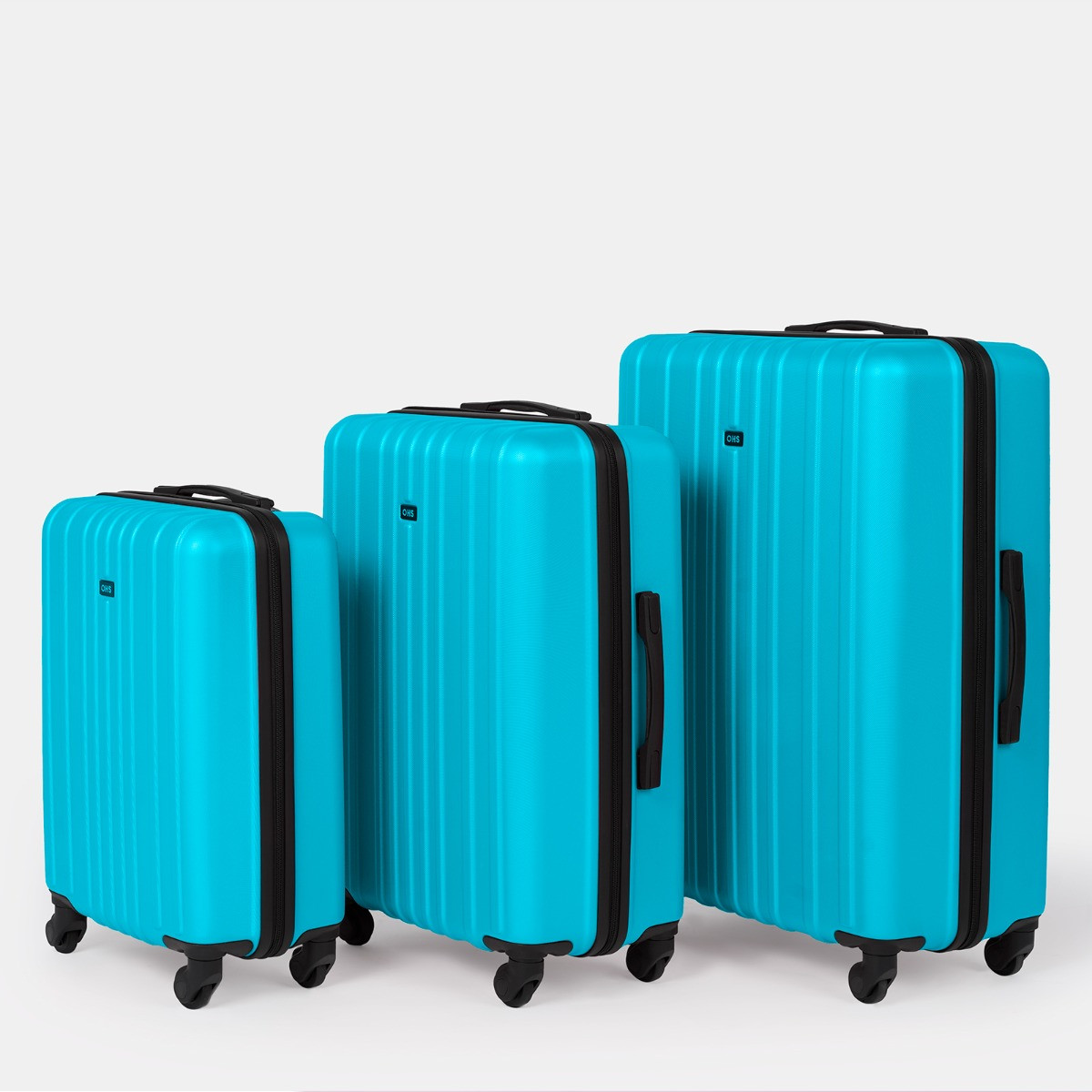 OHS 4 Wheel Hard Shell Suitcase, Sea Blue - 3 Pack>