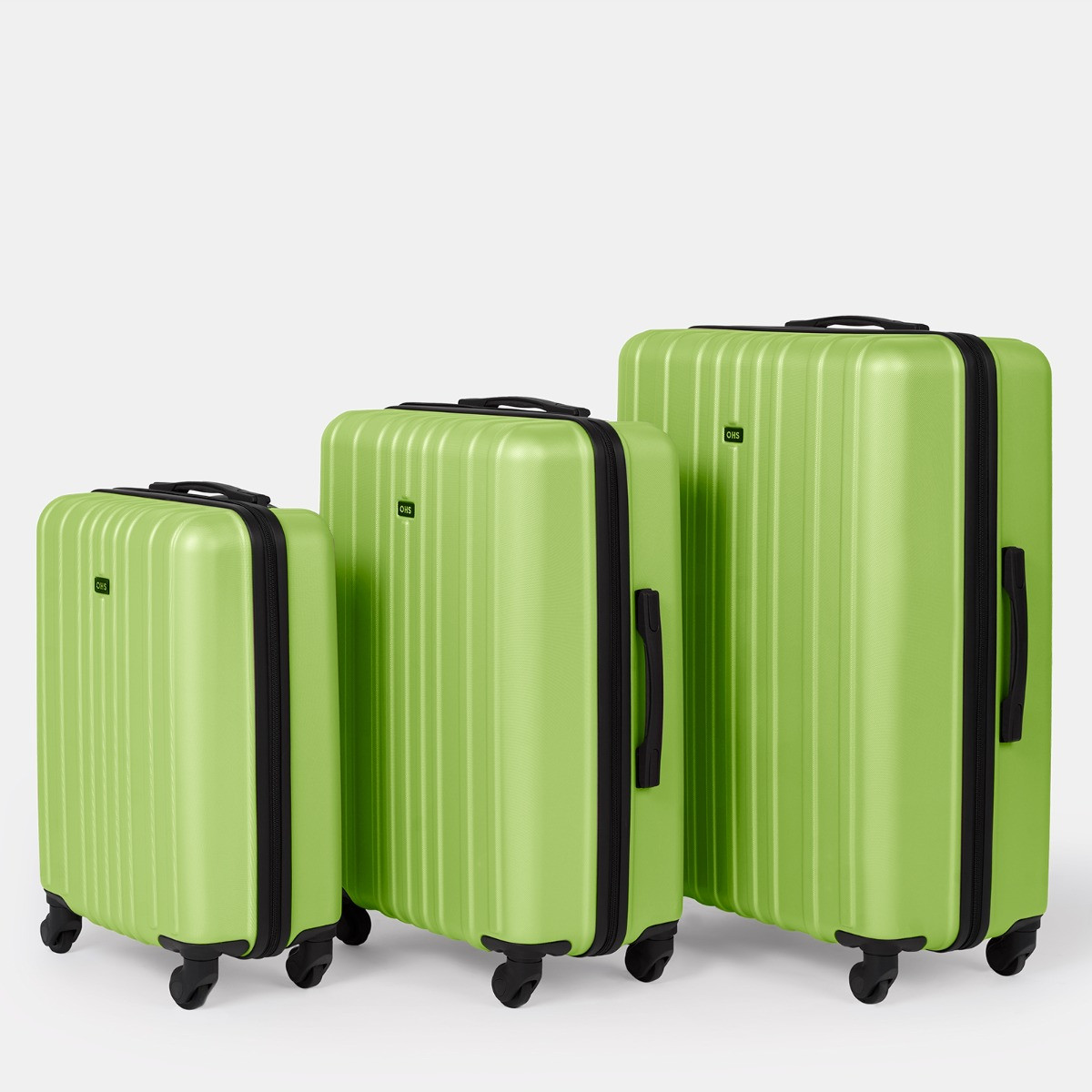 OHS 4 Wheel Hard Shell Suitcase, Lime Green - 3 Pack>