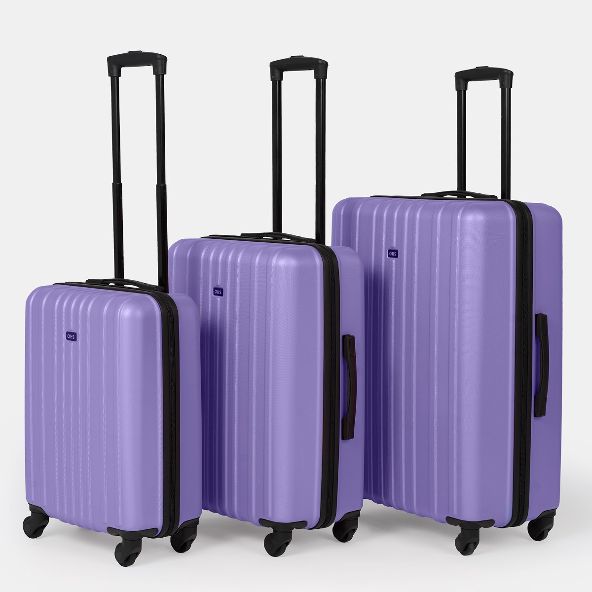 OHS 4 Wheel Hard Shell Suitcase, Lilac Purple - 3 Pack>