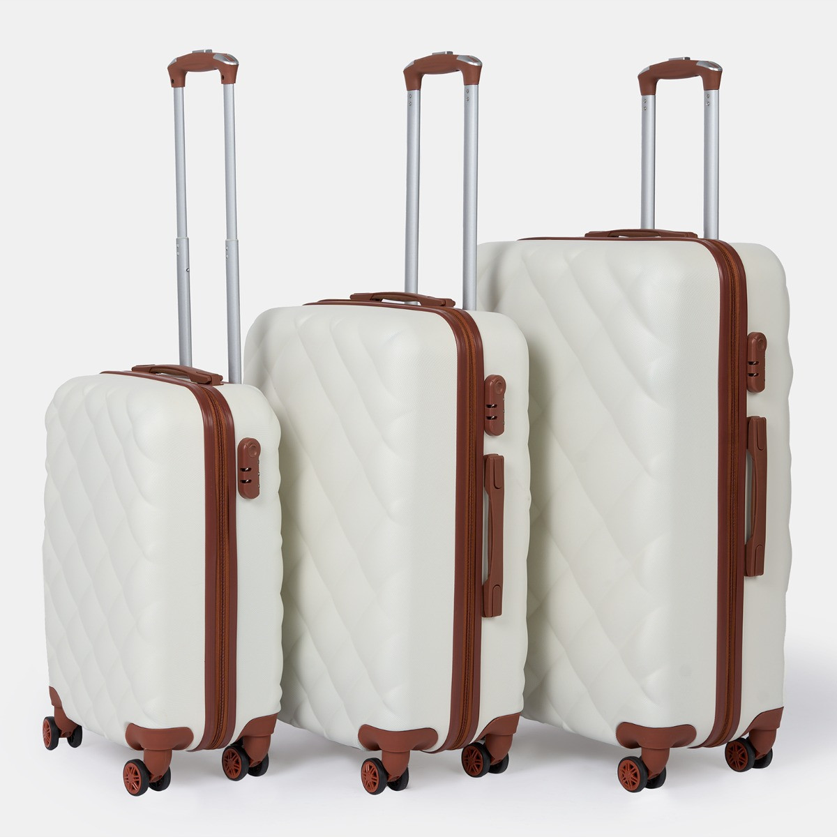 Bordlite 4 Wheel Hardshell Suitcase Set, 3 Pack - Ivory>