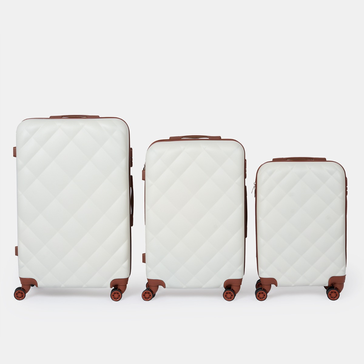 Bordlite 4 Wheel Hardshell Suitcase Set, 3 Pack - Ivory>