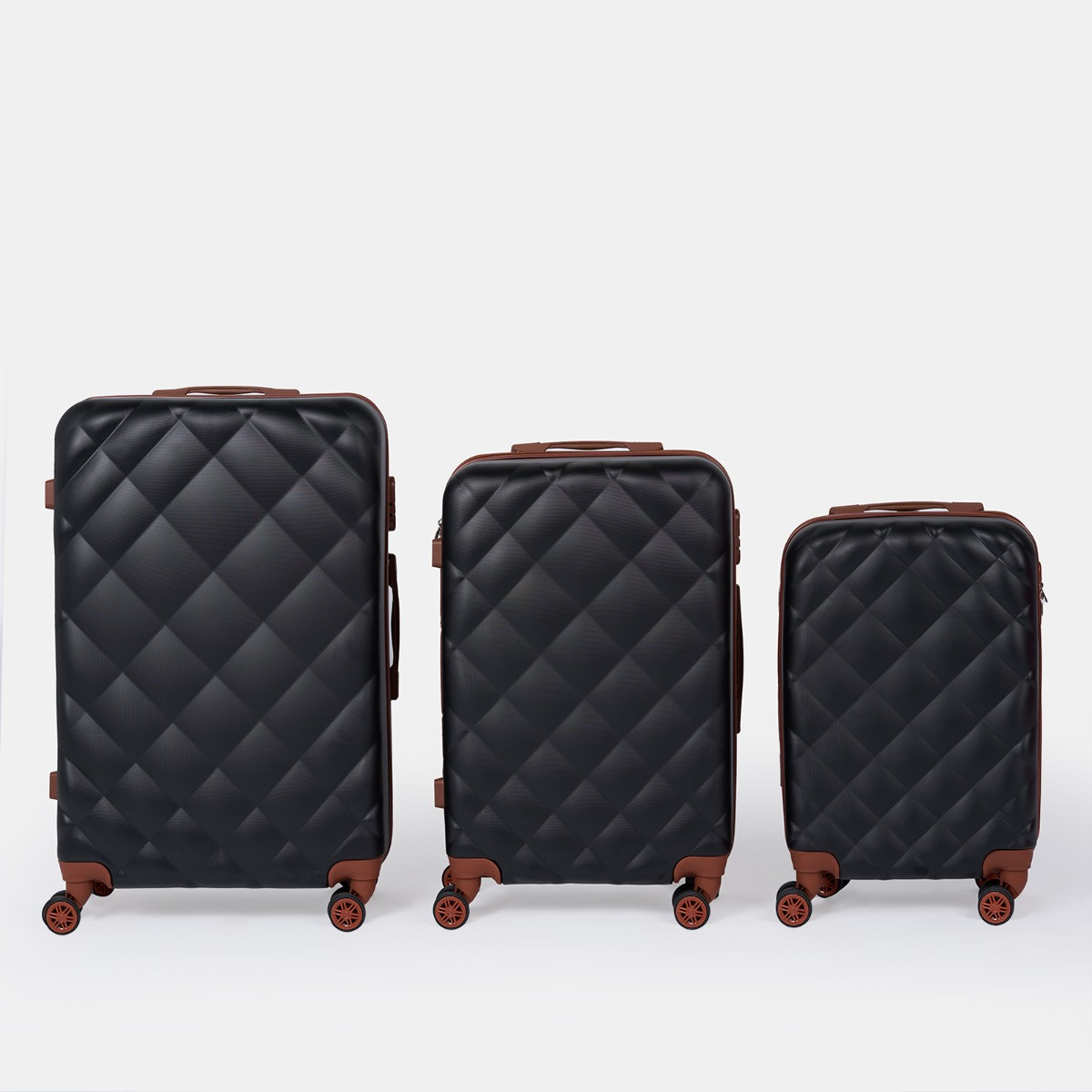 Bordlite 4 Wheel Hardshell Suitcase Set, 3 Pack - Black>