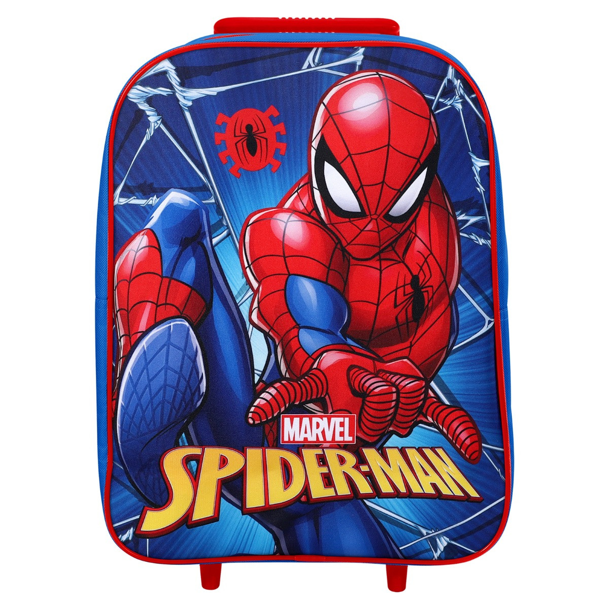 Kids 2 Wheel Spiderman Trolley Bag - Blue>