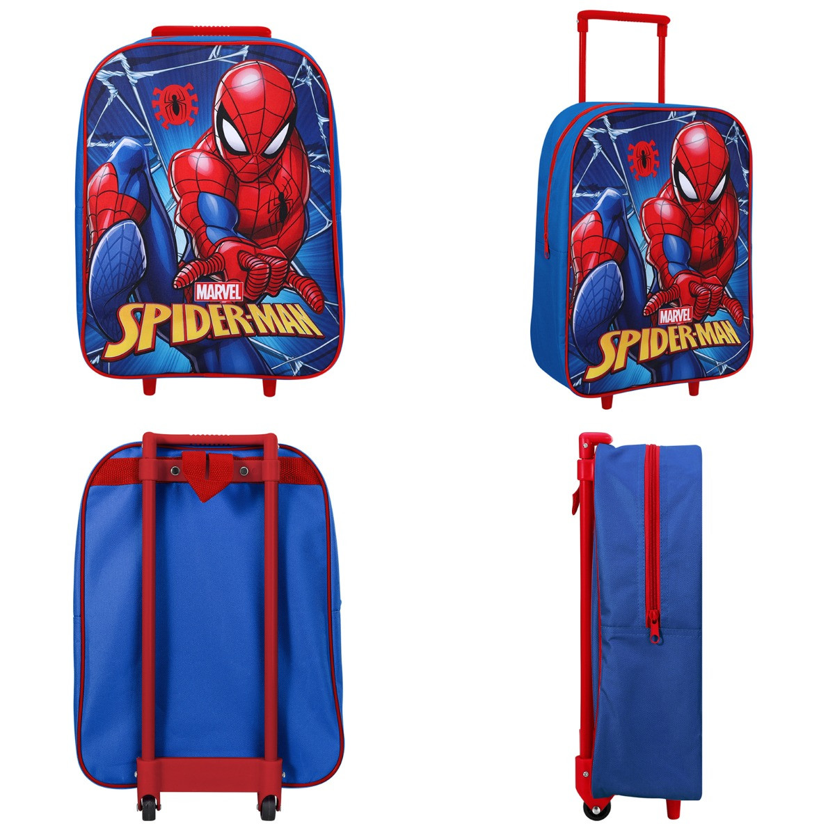 Kids 2 Wheel Spiderman Trolley Bag - Blue>