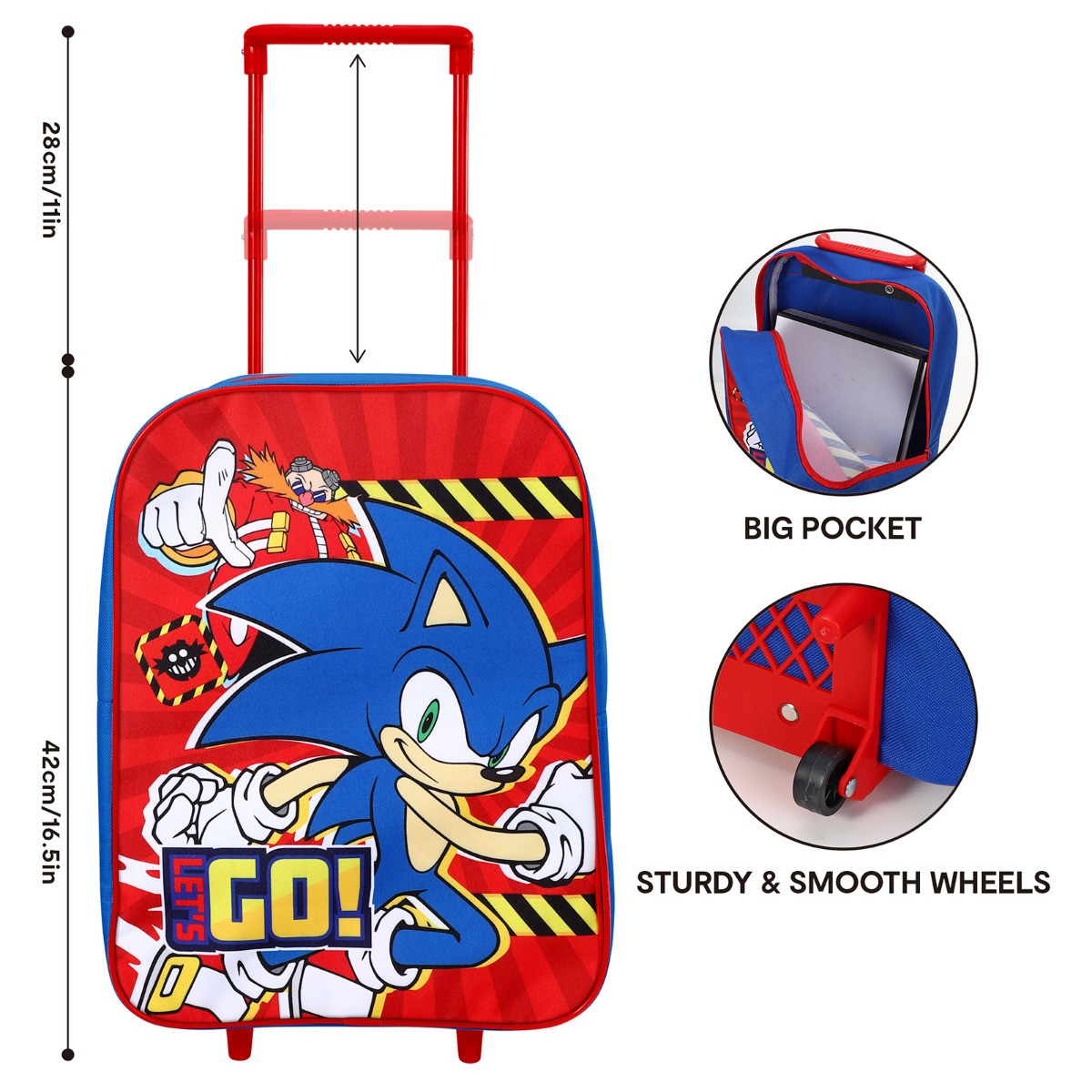 Kids 2 Wheel Sonic Trolley Bag - Red>