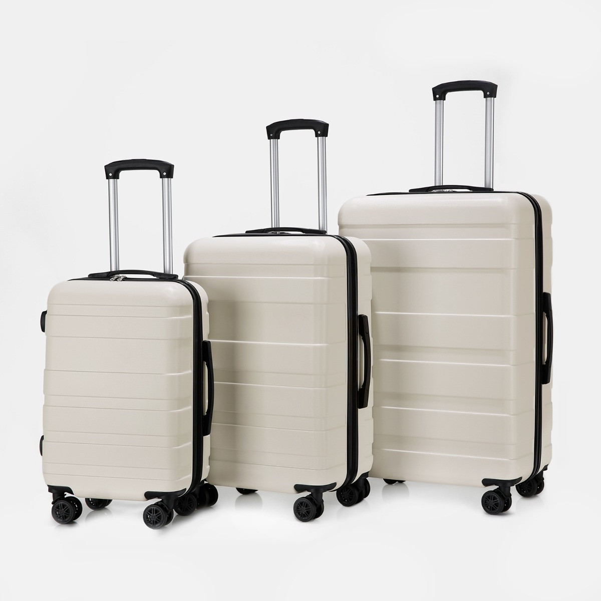 OHS 4 Wheel Hard Shell Suitcase, Cream - 3 Pack>