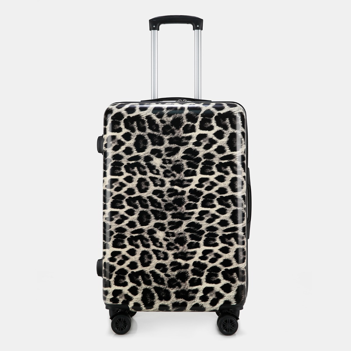 OHS 4 Wheel Leopard Print Hard Shell Suitcase, Natural - 3 Pack>