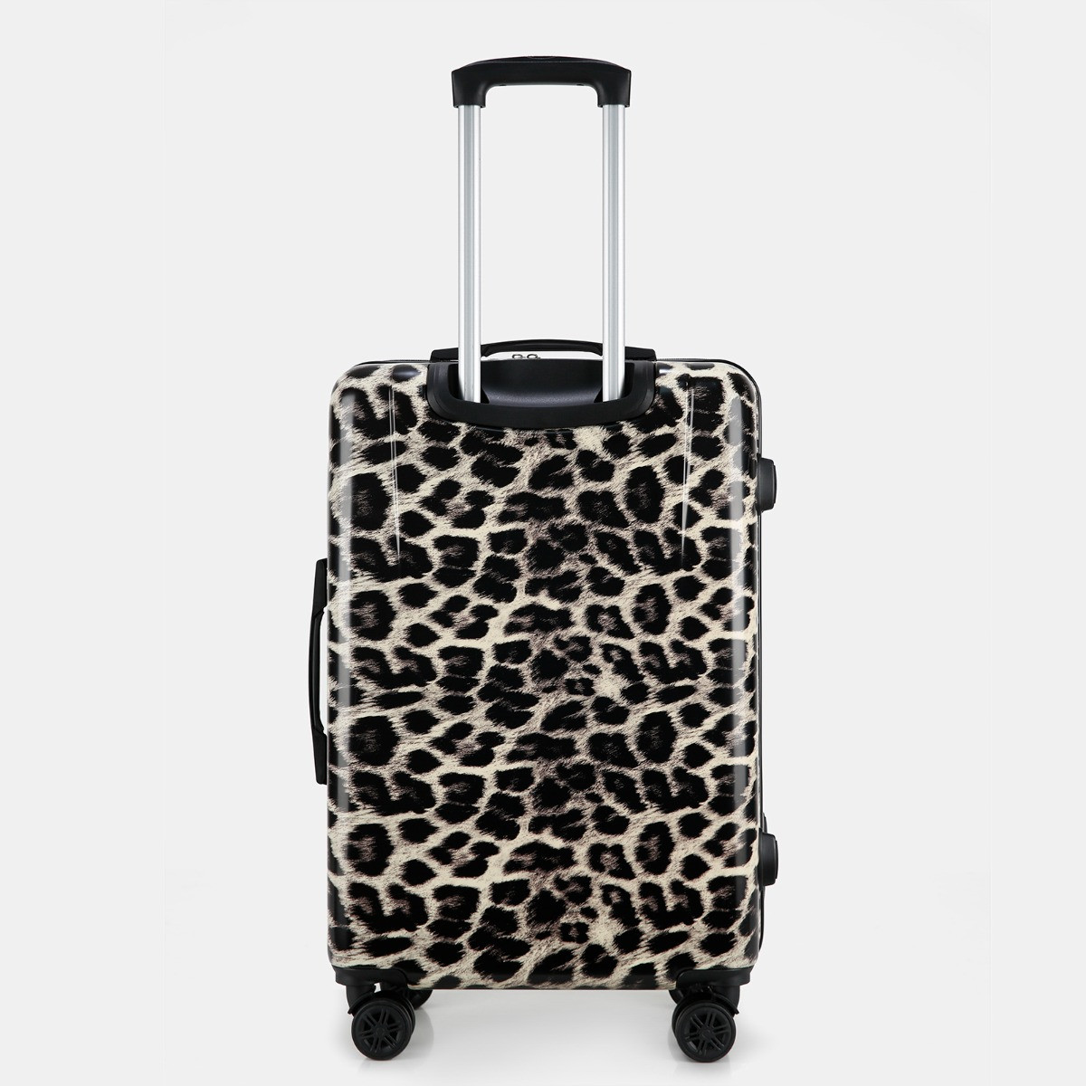 OHS 4 Wheel Leopard Print Hard Shell Suitcase, Natural - 3 Pack>