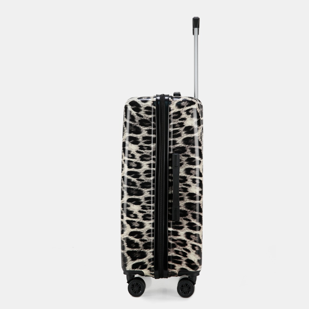 OHS 4 Wheel Leopard Print Hard Shell Suitcase, Natural - 3 Pack>