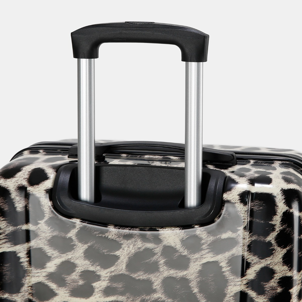 OHS 4 Wheel Leopard Print Hard Shell Suitcase, Natural - 3 Pack>