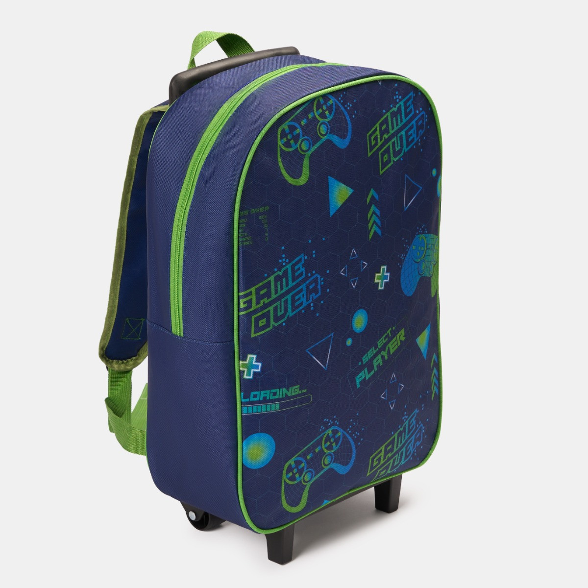 OHS Kids Gaming Print Trolley Backpack - Navy>