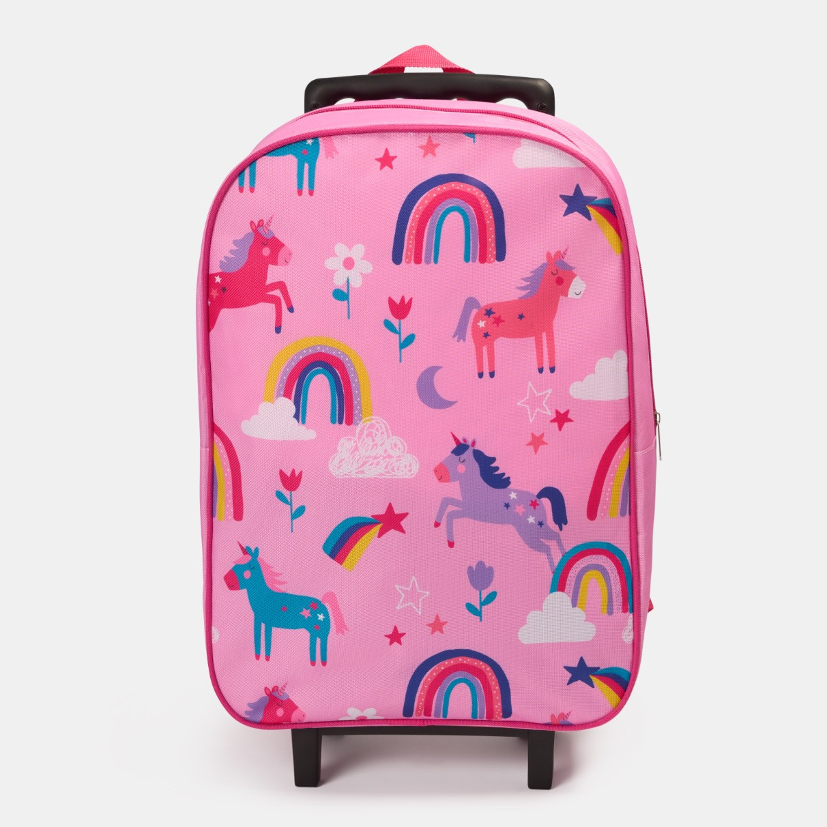 OHS Kids Unicorn Print Trolley Backpack - Pink>