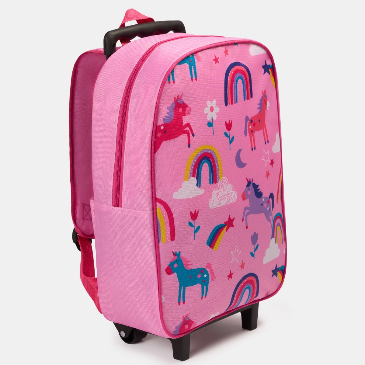 OHS Kids Unicorn Print Trolley Backpack - Pink>