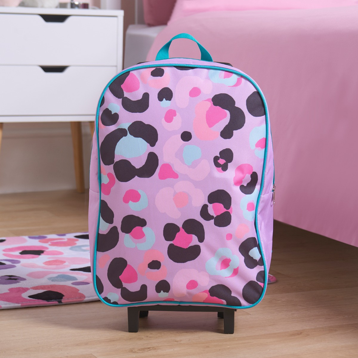 OHS Kids Leopard Print Trolley Backpack - Multi>