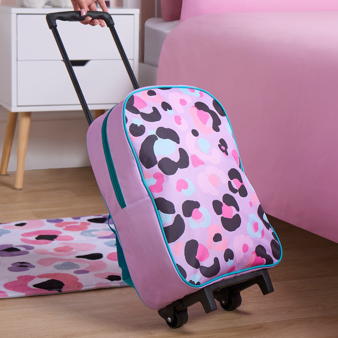 OHS Kids Leopard Print Trolley Backpack - Multi>