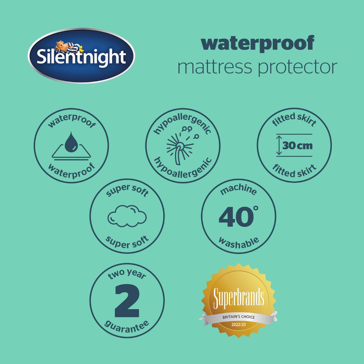 Silentnight Waterproof Mattress Protector, White - Single>