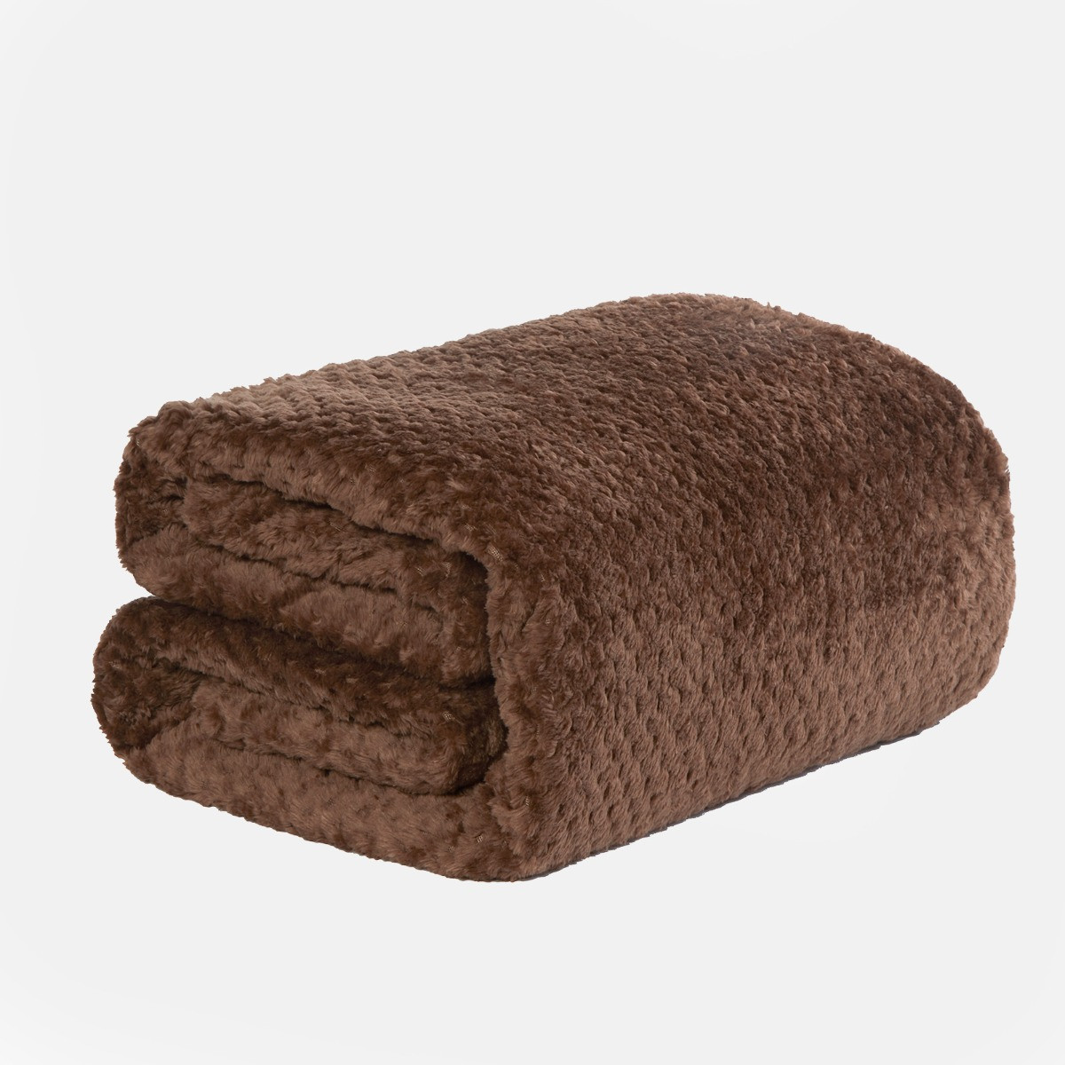 Luxury Waffle Mink Warm Throw Over Sofa Bed Soft Blanket 125 x 150cm Chocolate>