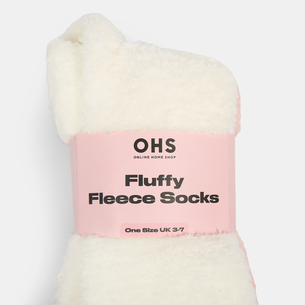 OHS 3 Pack Fluffy Fleece Socks - Grey Blush Cream>