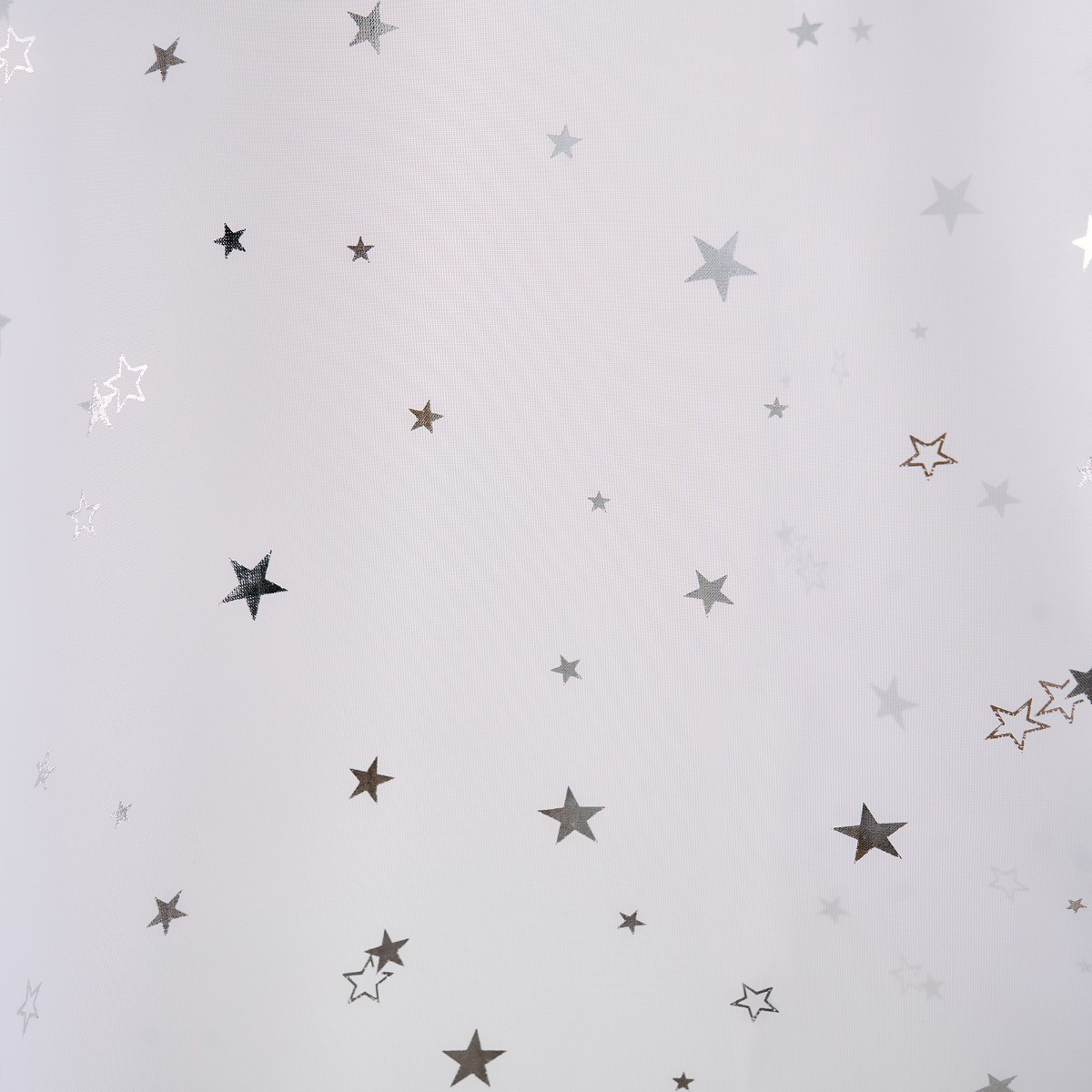 OHS Metallic Star Print Slot Top Voile Curtains (Pair) - White>