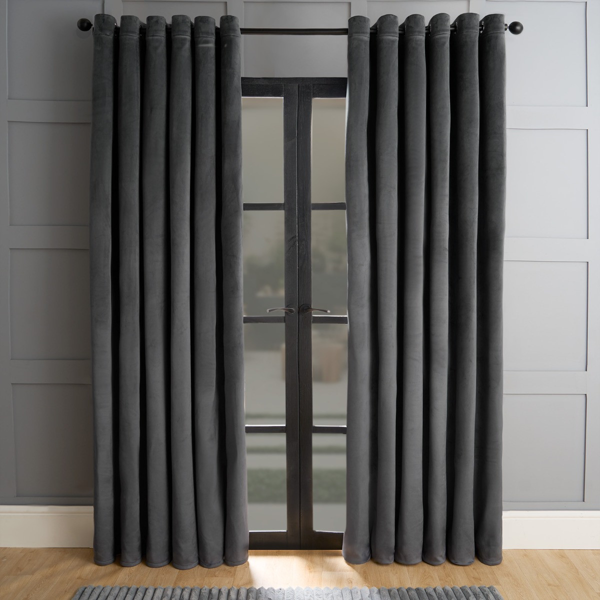 OHS Thermal Velvet Curtains, Charcoal - 66 x 90">