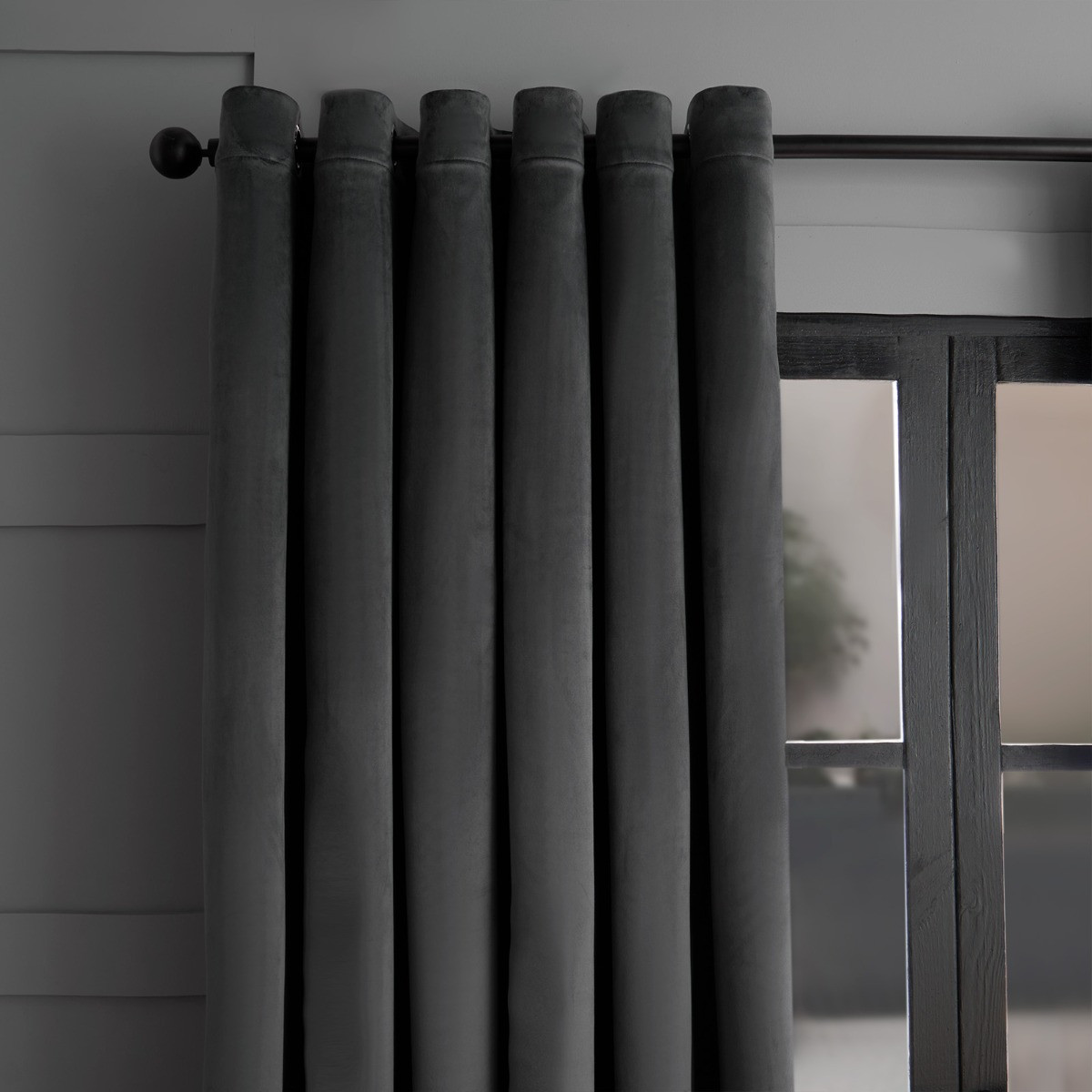 OHS Thermal Velvet Curtains - Charcoal>