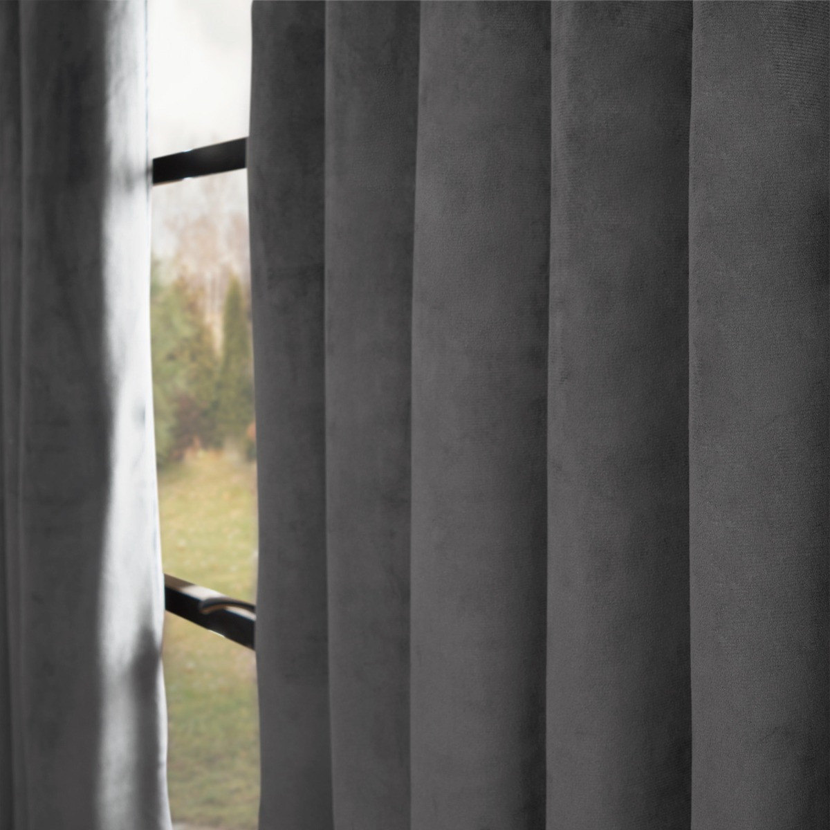 OHS Thermal Velvet Curtains, Charcoal - 66 x 90">