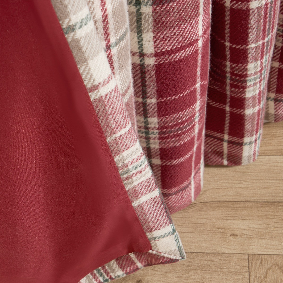 OHS Woven Check Eyelet Curtains, Dorset Red - 90 x 90">