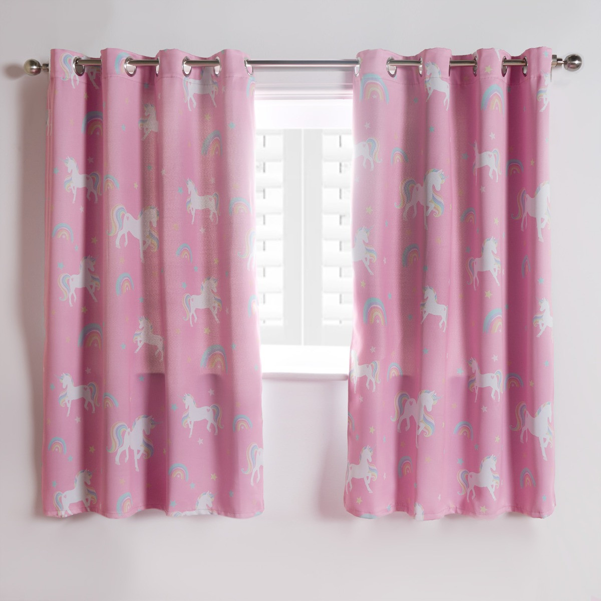 OHS Kids Unicorn Blackout Curtains, Pink - 46 x 54">