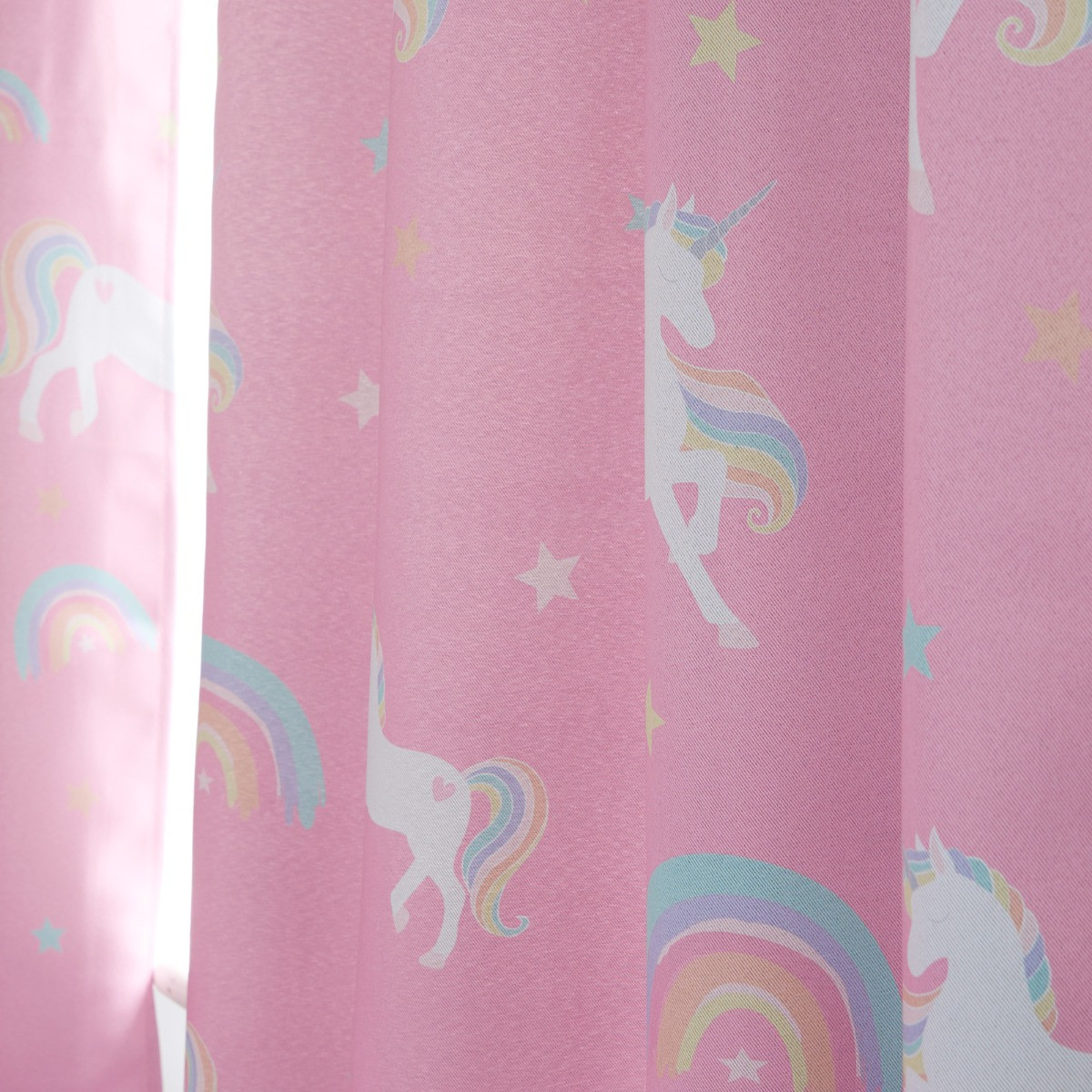 OHS Kids Unicorn Blackout Curtains, Pink - 46 x 54">