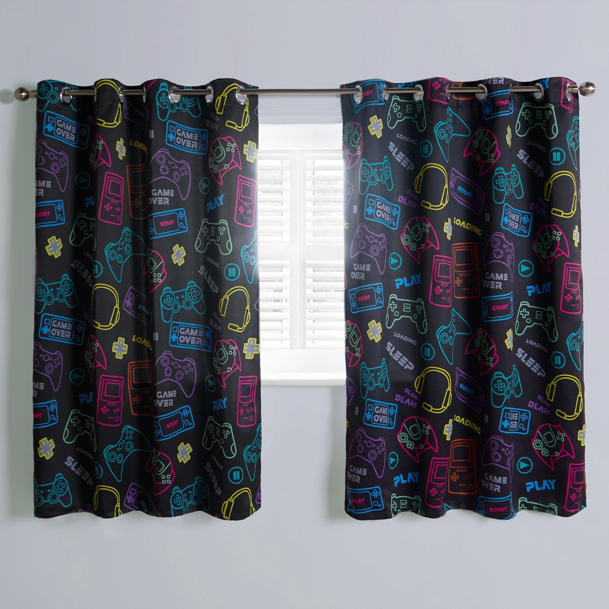 OHS Kids Gaming Blackout Curtains - Black