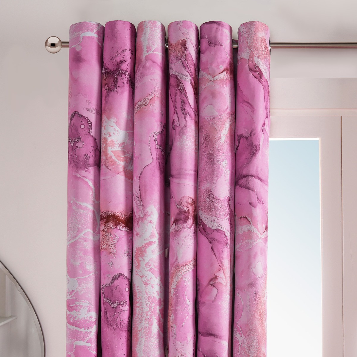 OHS Marble Print Blackout Curtain, Blush - 46 x 54">