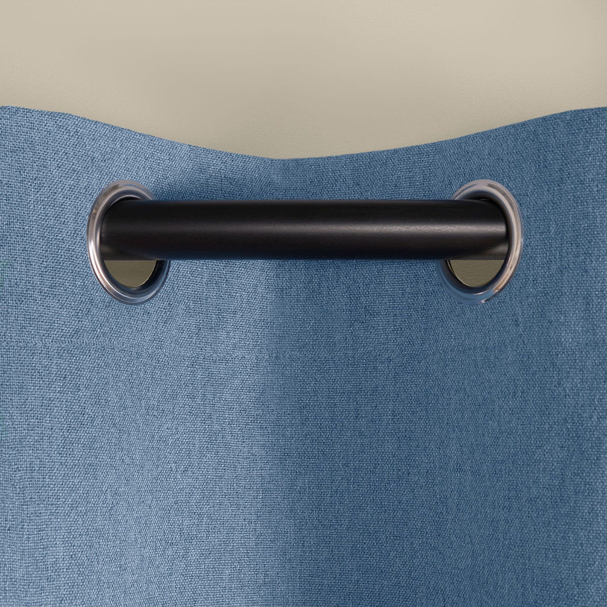 OHS Woven Texture Eyelet Ultra Blackout Curtains - Blue>