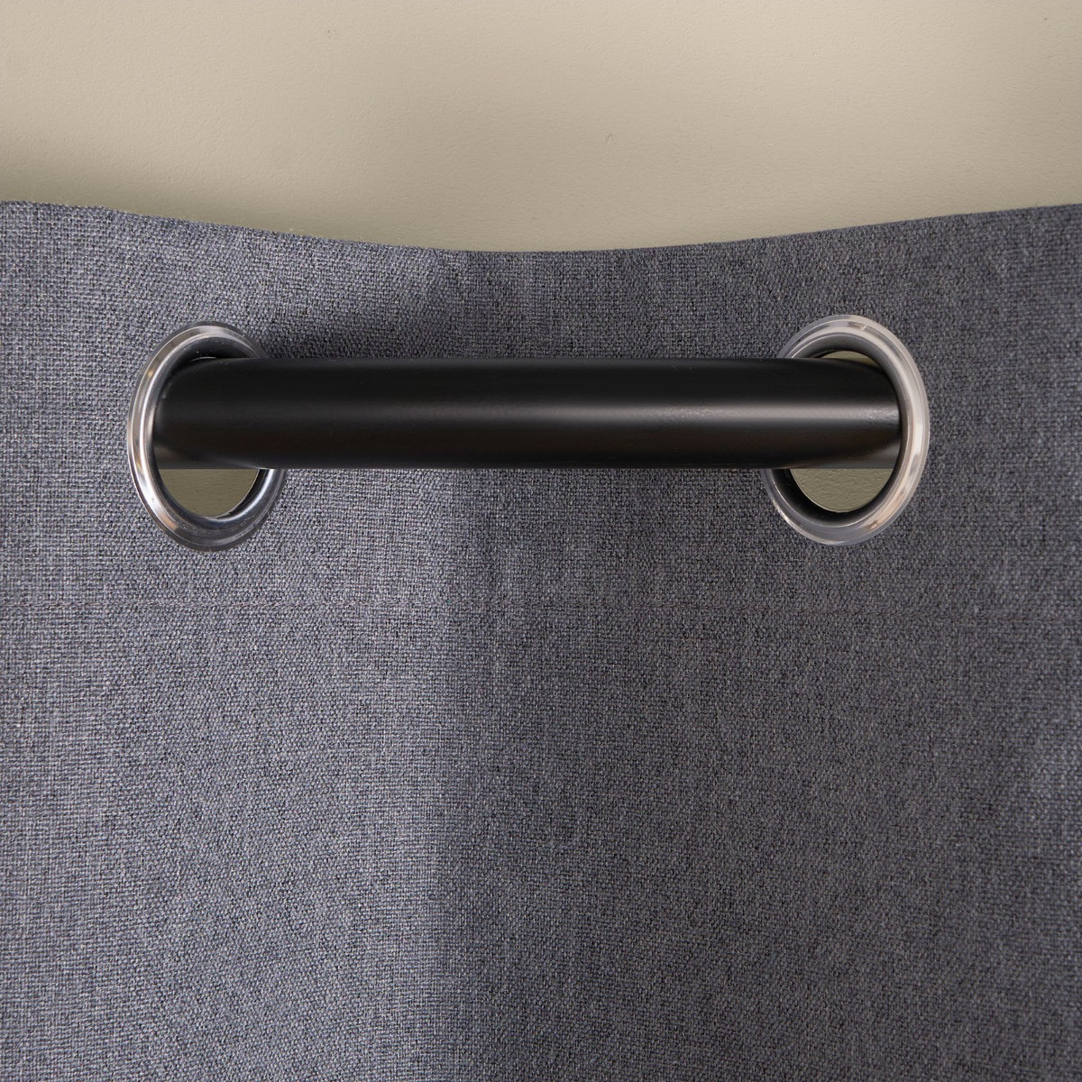 OHS Woven Texture Eyelet Ultra Blackout Curtains - Charcoal>