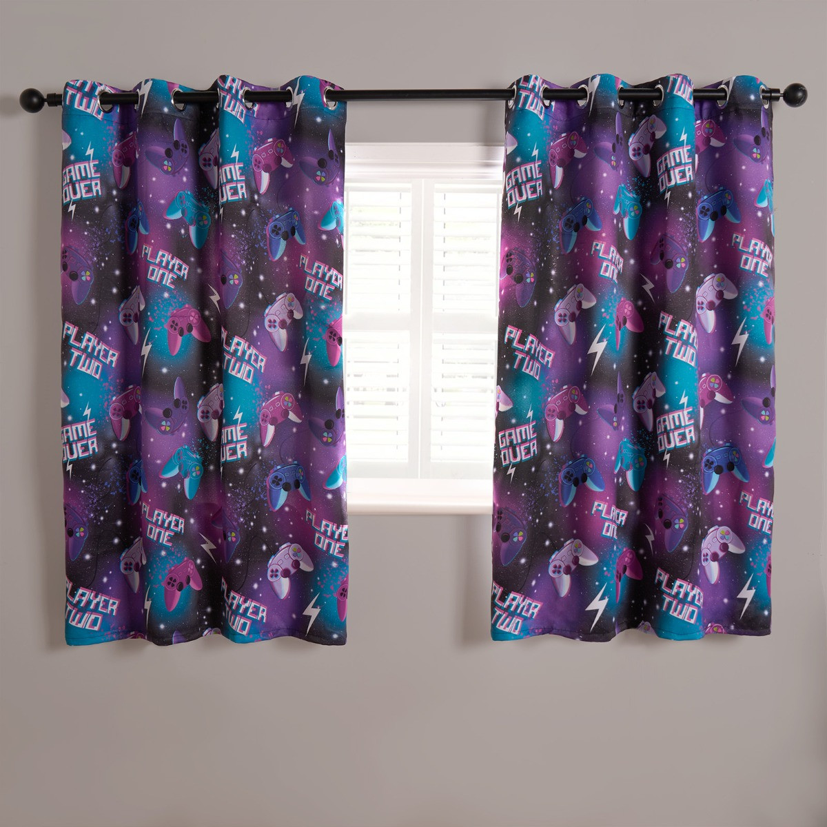 OHS Kids Gaming Blackout Curtains - Neon>