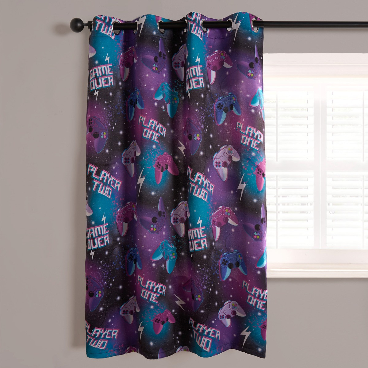 OHS Kids Gaming Blackout Curtains - Neon>