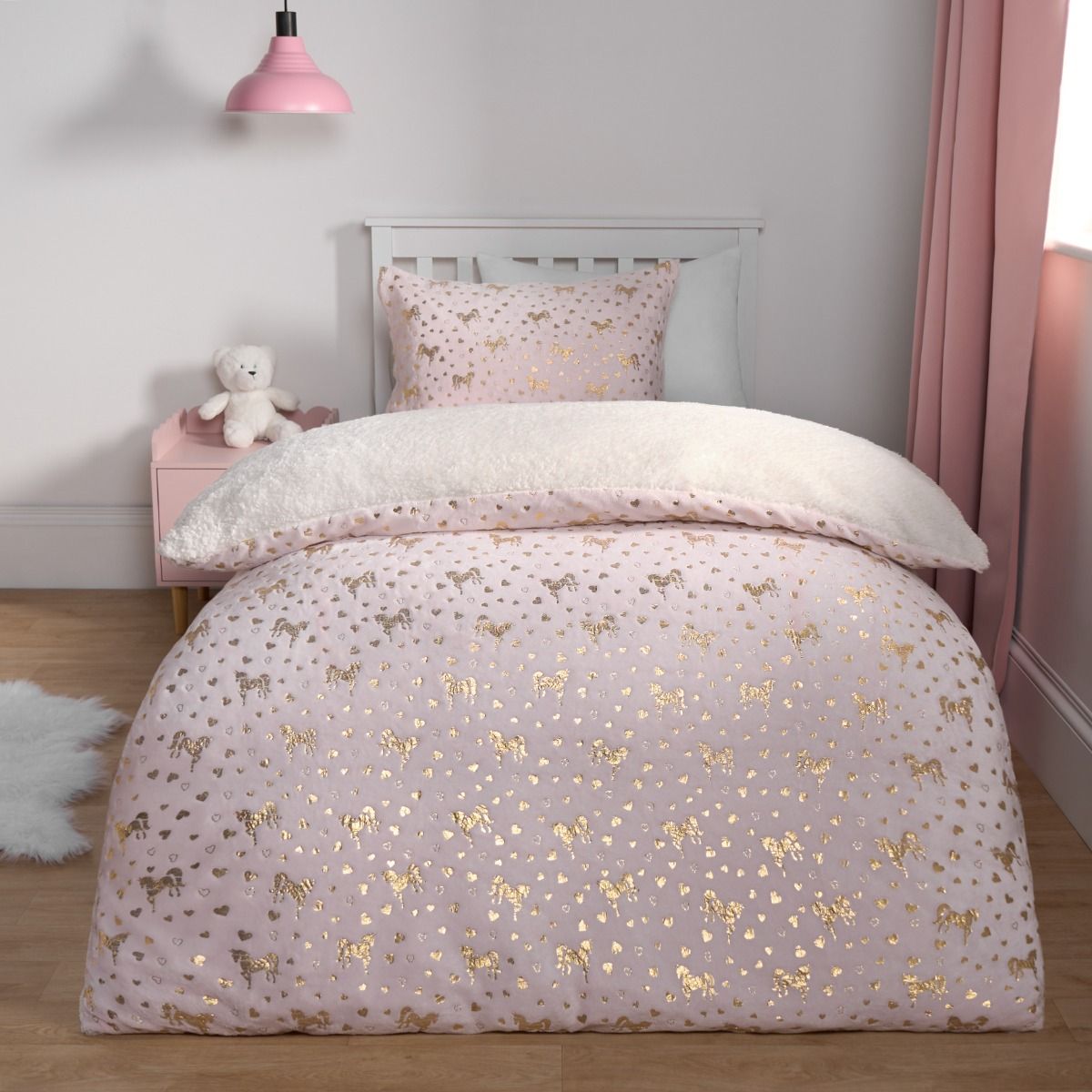 Hearts fleece duvet cover set sale