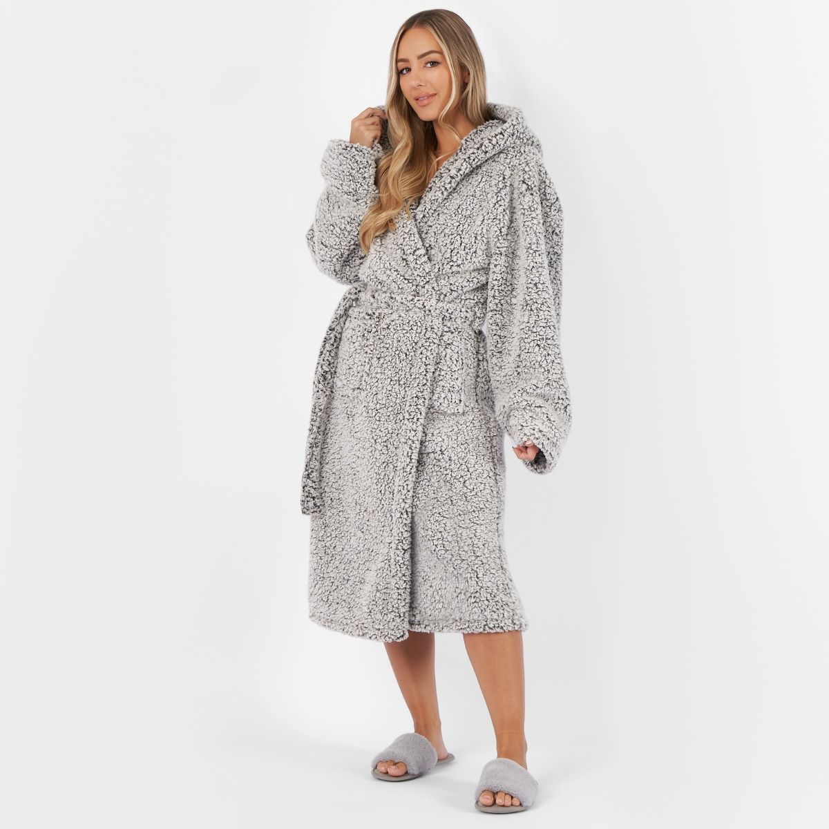 Brentfords Teddy Marl Dressing Gown Blush