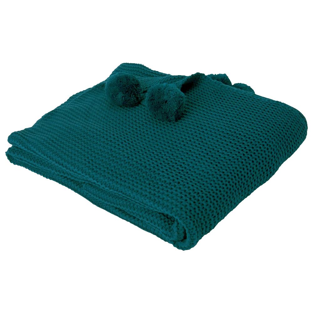 Teal pom pom throw sale
