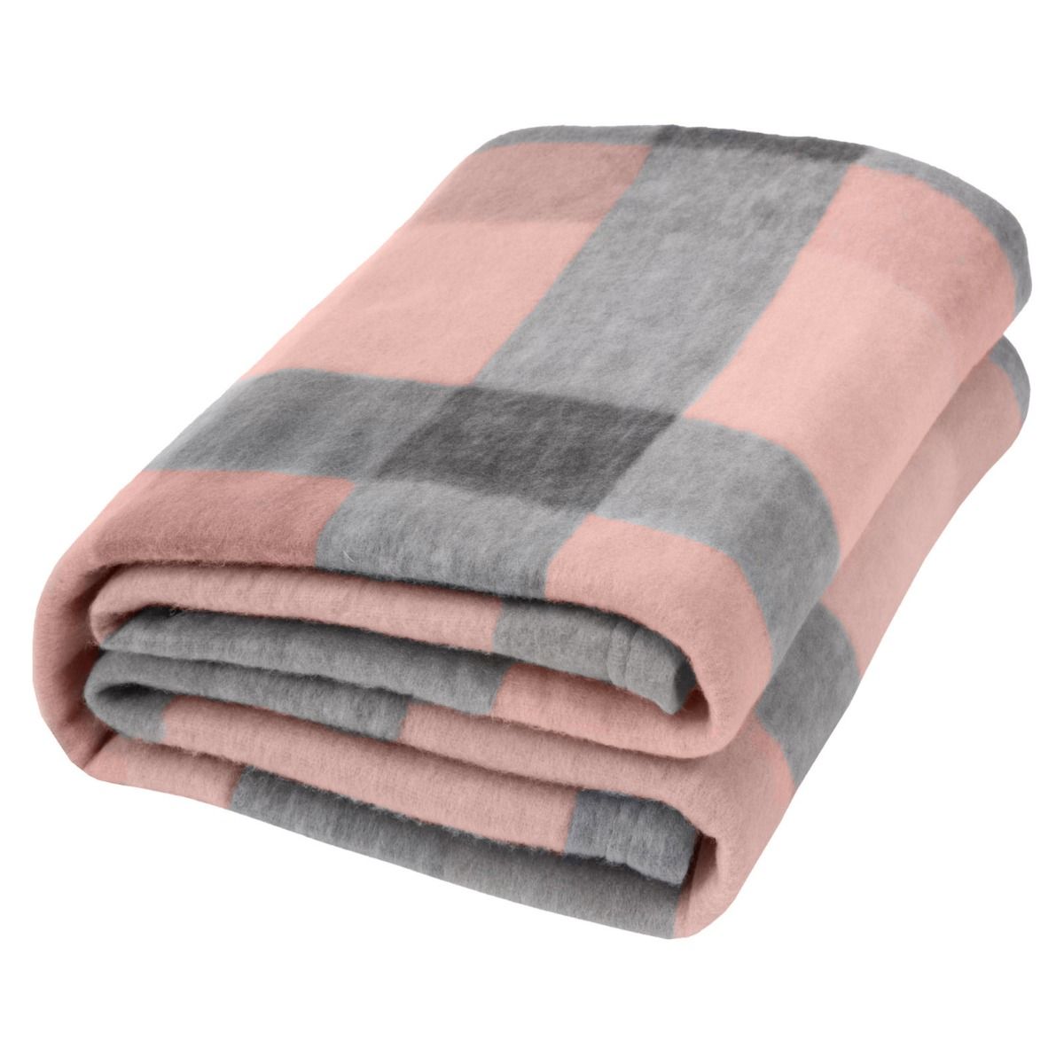 Dreamscene Tartan Check Fleece Throw Blush Pink Grey 120 x 150 cm