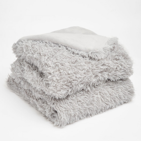 Sienna Fluffy Fleece Throw - Silver