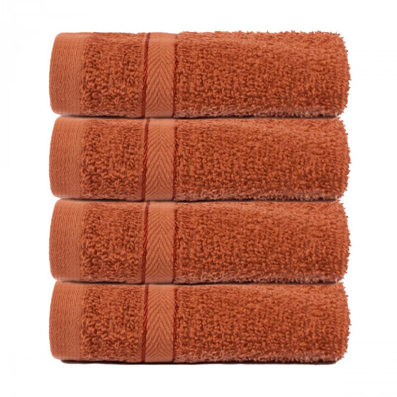 Brentfords 100% Cotton 4 Pack Face Cloths - Burnt Orange