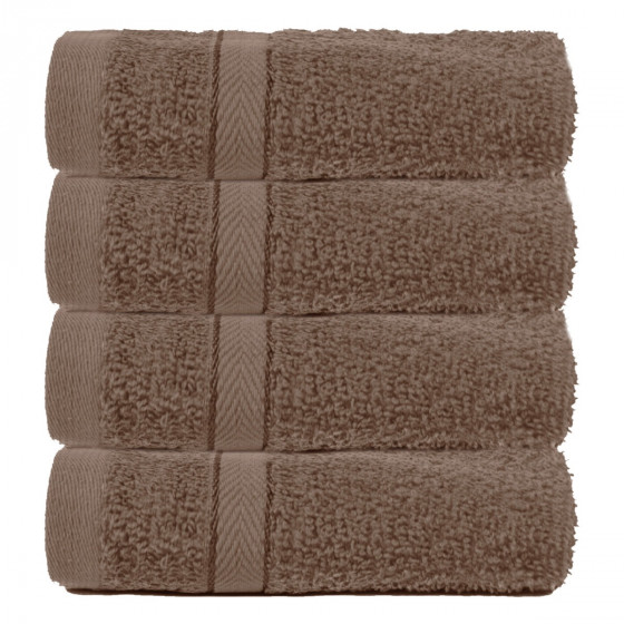 Brentfords 100% Cotton 4 Pack Face Cloths - Mocha