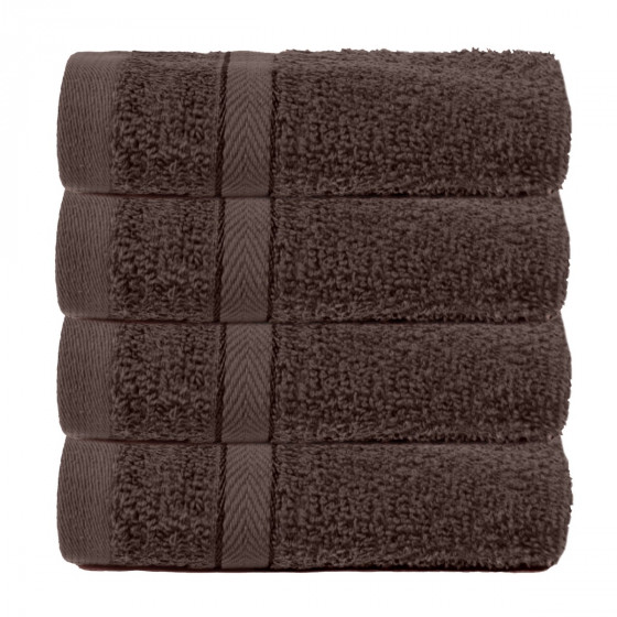 Brentfords 100% Cotton 4 Pack Face Cloths - Chocolate