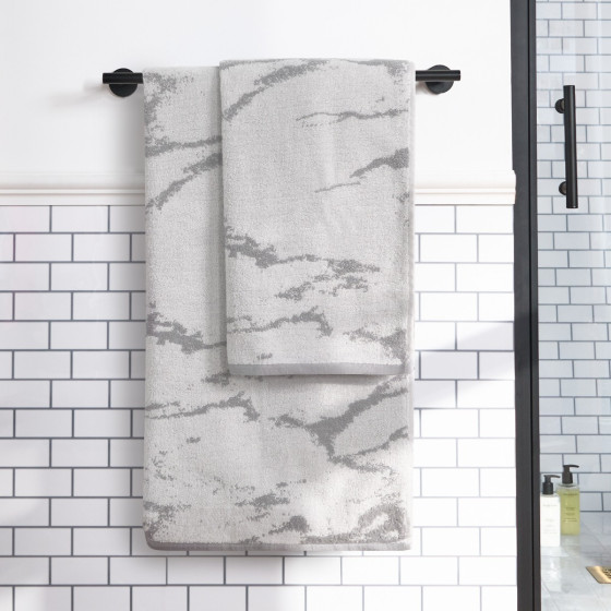 OHS 100% Cotton Jacquard Marble Towel - Grey
